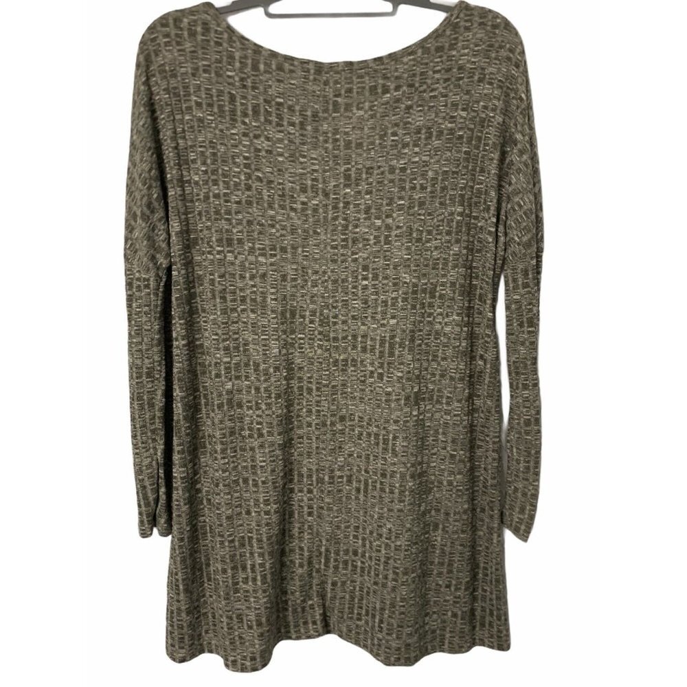 Women’s Size Small Lollipop Star Knit Tunic Top Ribbed Gray Long Sleeves Chic